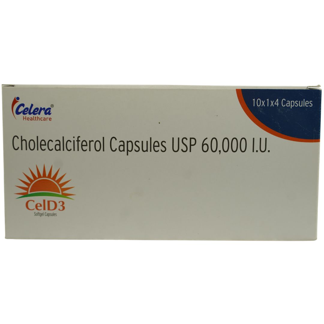CelD3 Vitamin D3 Capsules | Cholecalciferol 60,000 IU | 12 Softgel Capsules