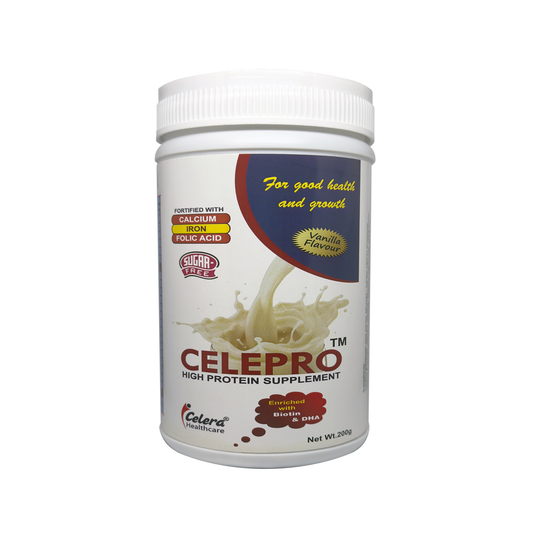 CELEPRO™ – Advanced Protein & Multivitamin Supplement with Biotin, DHA, Calcium & Iron | 200 Gms