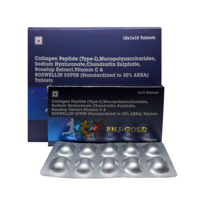 BNJ-GOLD™ – Advanced Joint Care Tablets with Collagen Peptides, Boswellia, Chondroitin & Hyaluronic Acid | 30 Capsules