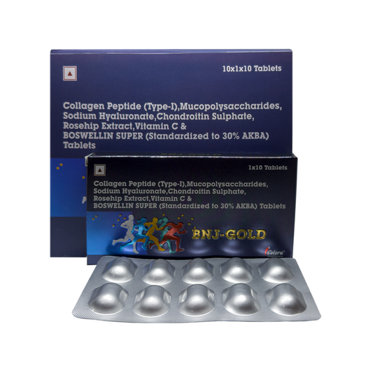 BNJ-GOLD™ – Advanced Joint Care Tablets with Collagen Peptides, Boswellia, Chondroitin & Hyaluronic Acid | 30 Capsules